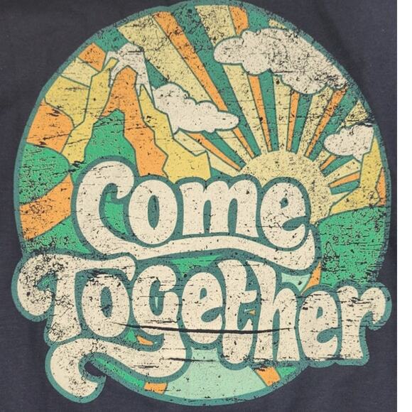 DOM T-Shirt Mens Small Come Together Retro Graphic Hippie Boho Coastal NWOT - Picture 2 of 4